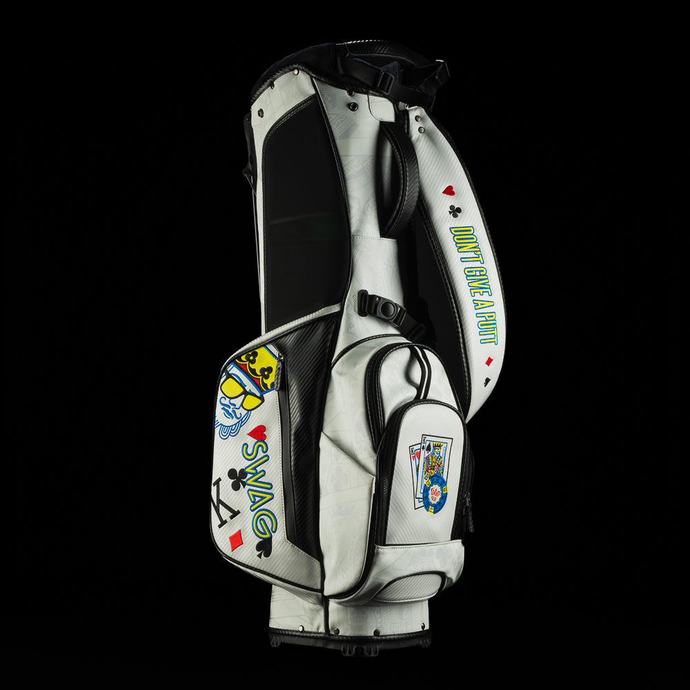 SWAG Golf poker king white and black golf stand bag.