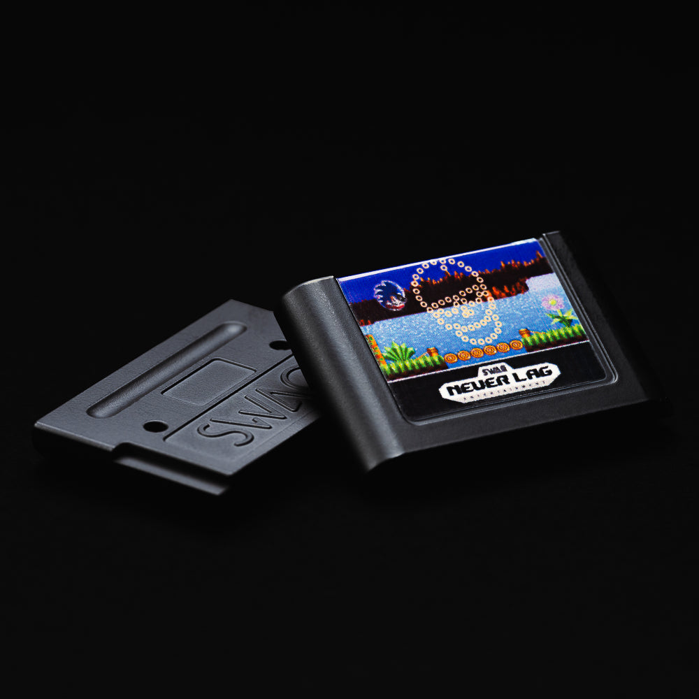 Swag never lag video game cartridge themed golf ball marker accessory.